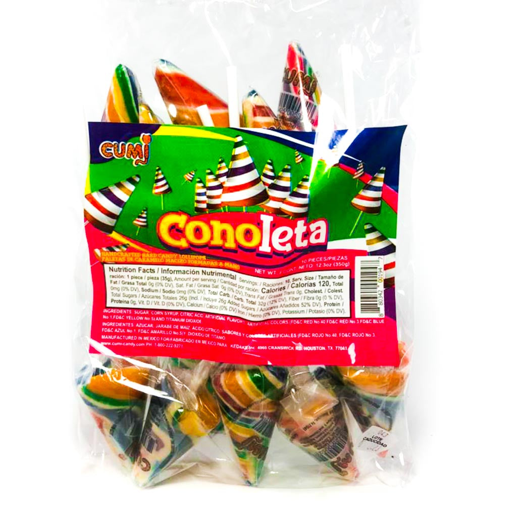 CUMI PALETA CONOLETA HARD CANDY LOLLIPOP 16/10 CT